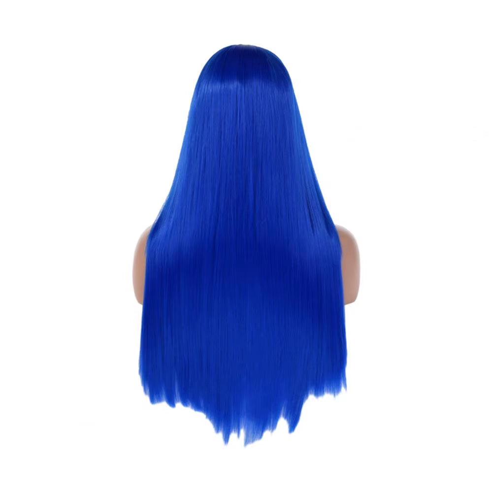 Women Long Straight Synthetic Hair Middle Part Natural Silky Long Straight Wig High Temperature Fiber Cosplay Colorful Wig