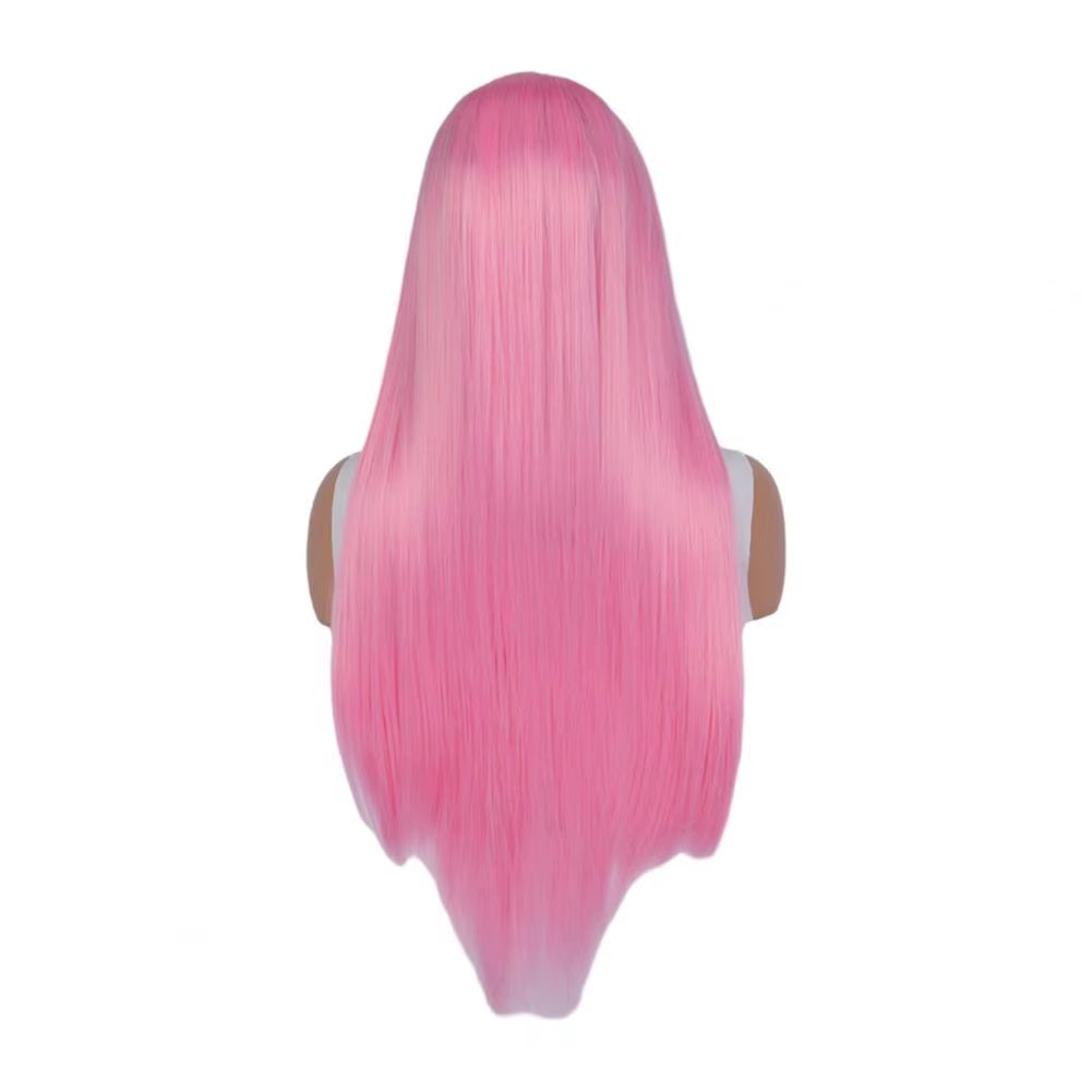 Women Long Straight Synthetic Hair Middle Part Natural Silky Long Straight Wig High Temperature Fiber Cosplay Colorful Wig