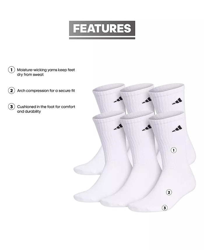 Men'S Cushioned Athletic 6-Pack Crew Socks