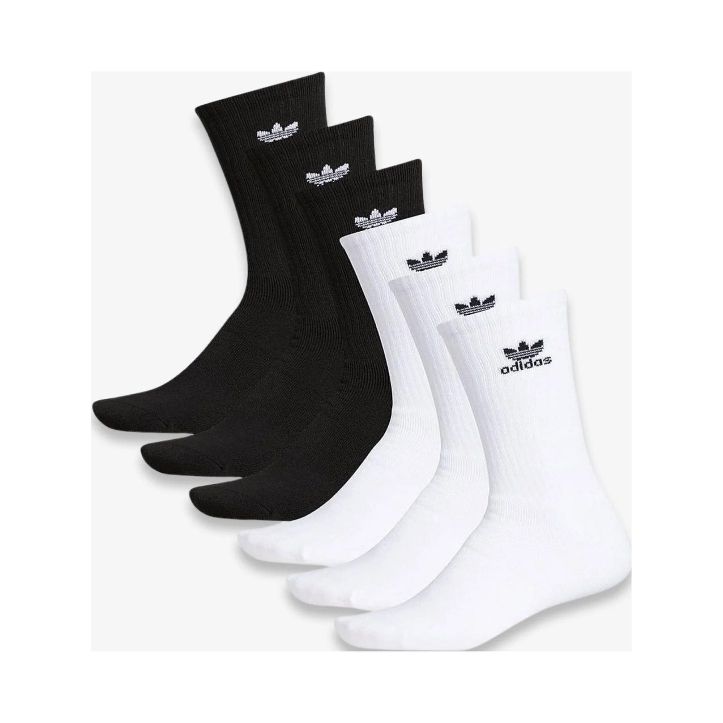 Originals Men'S Trefoil Crew Socks (6-Pair), White/Black Black/White, Large, (Shoe Size 6-12)