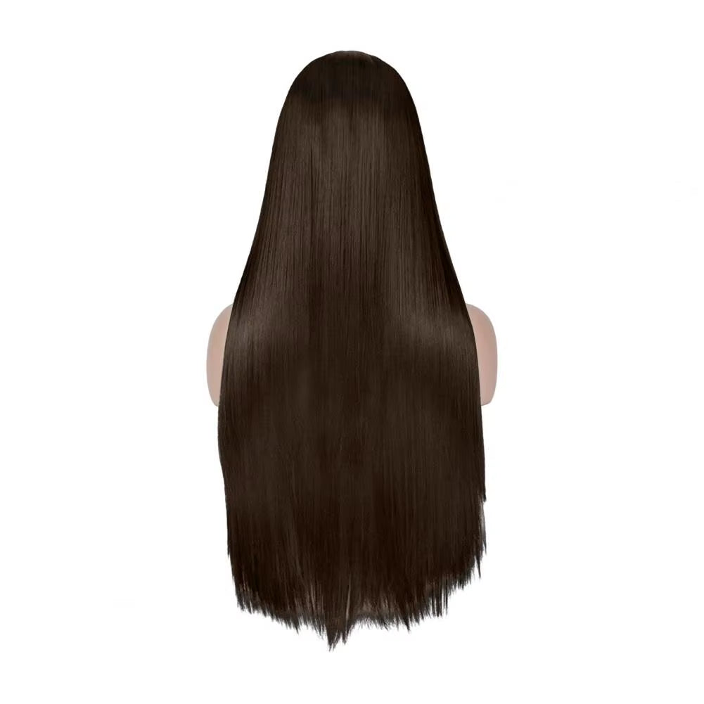 Women Long Straight Synthetic Hair Middle Part Natural Silky Long Straight Wig High Temperature Fiber Cosplay Colorful Wig
