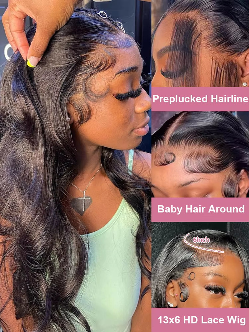 13X6 13X4 Hd Transparent Lace Front Human Hair Wig Brazilian Body Wave Lace Frontal Wig Preplucked 360 Lace Front Wigs for Women