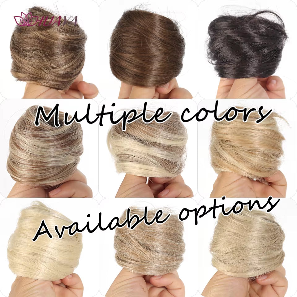 Messy Bun Hair Piece Straight Chignon Extension Mini Rubber Band Hair Bun Scrunchies Synthetic Donut Wig Accessory Updo Bun Hair