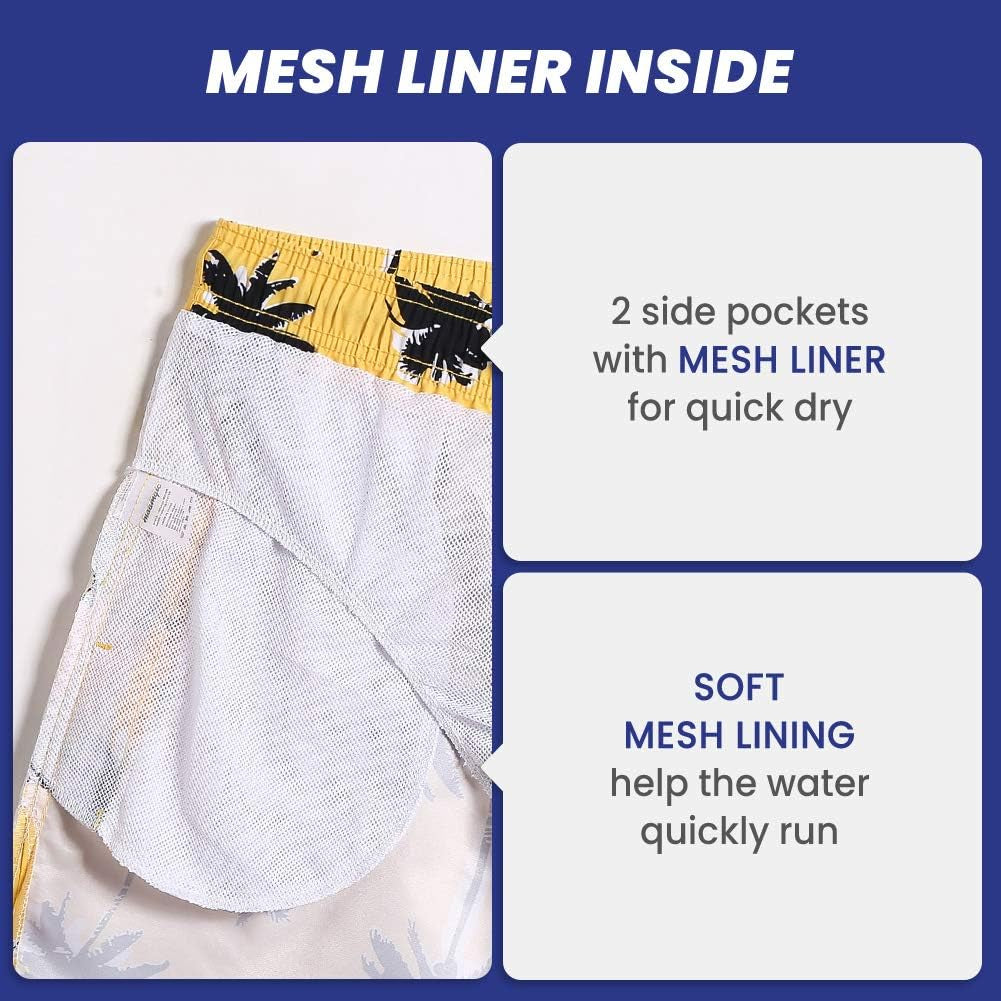 Mens Slim Fit Swim Shorts Swim Trunks 7 Inch Quick Dry Mens Bathing Suits with Mesh Lining