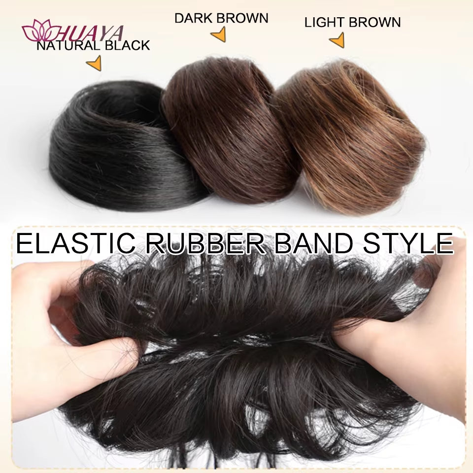 Messy Bun Hair Piece Straight Chignon Extension Mini Rubber Band Hair Bun Scrunchies Synthetic Donut Wig Accessory Updo Bun Hair