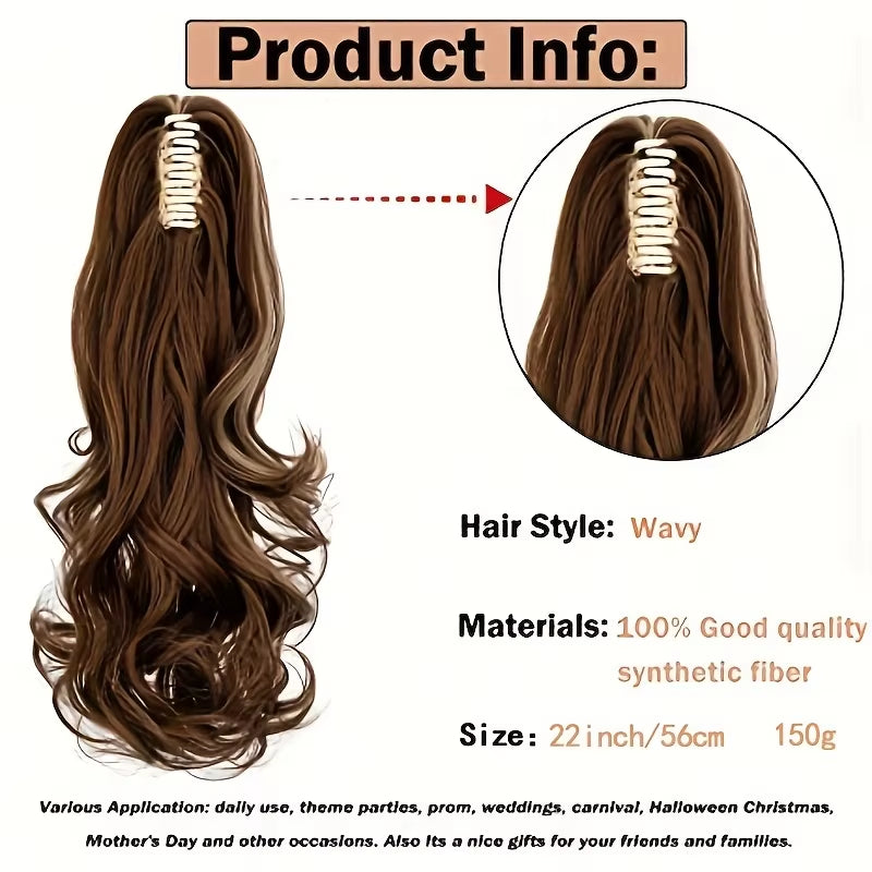 Synthetic "22"Easy-Clip Curly Ponytail Extension Transform Your Look with Instant Volume Amp Glam for Stylish Caucasian Women