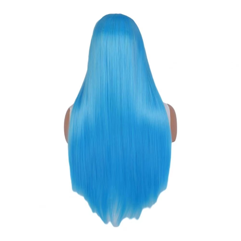Women Long Straight Synthetic Hair Middle Part Natural Silky Long Straight Wig High Temperature Fiber Cosplay Colorful Wig