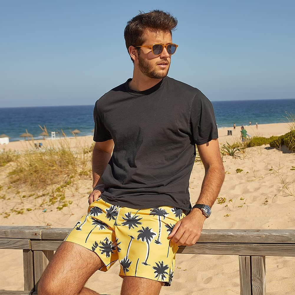 Mens Slim Fit Swim Shorts Swim Trunks 7 Inch Quick Dry Mens Bathing Suits with Mesh Lining