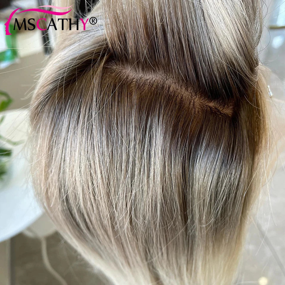 250% Glueless Ash Blonde Colored Ombre Human Hair Wigs for Women 13X4 Transparent Lace Frontal Wig Straight 13X6 Wigs Preplucked