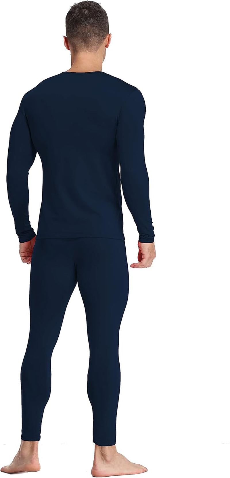 Mens Underwear Soft Thermal Wear for Men, Crew Neck Long Johns Base Layer with Fleece Lined Top & Bottom Set