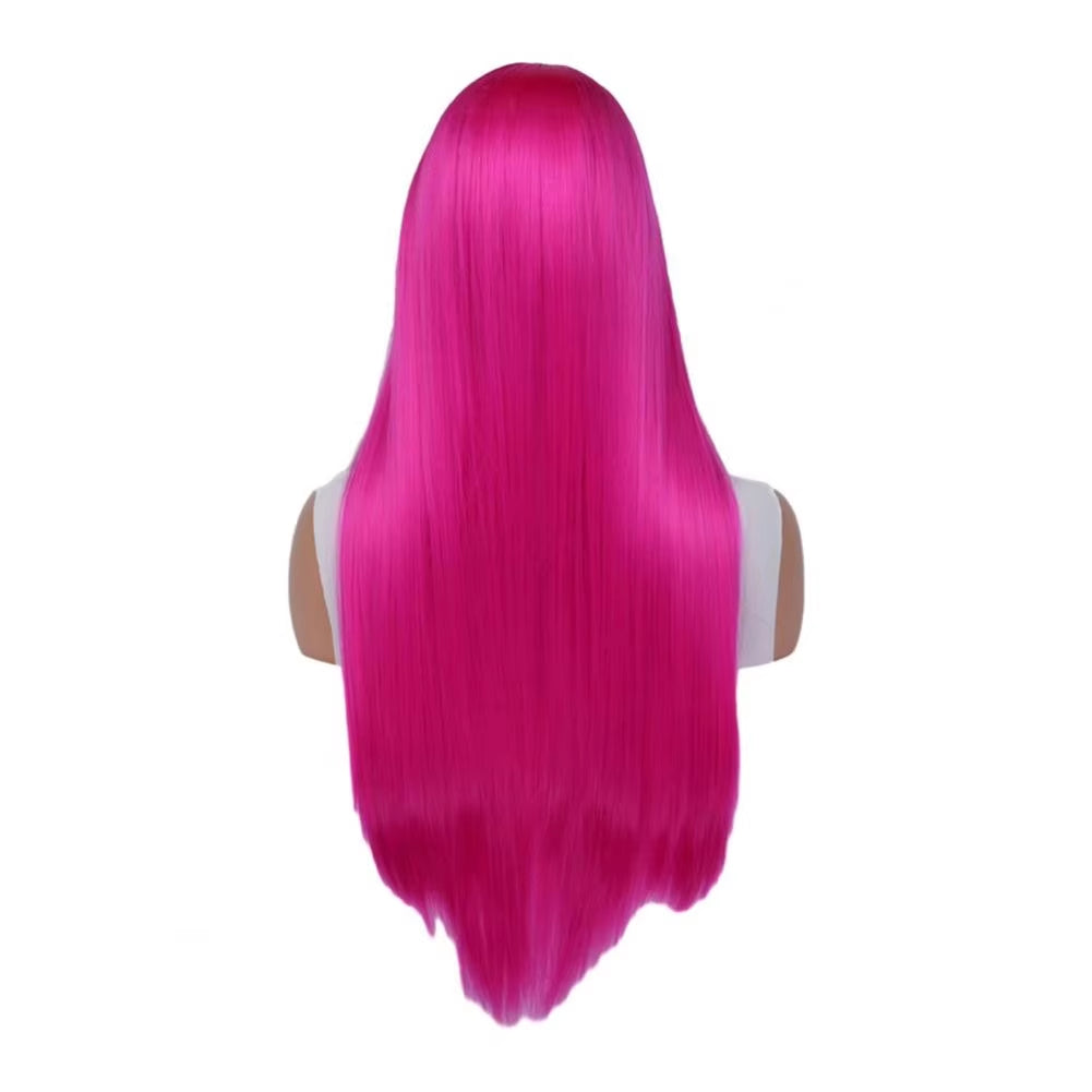Women Long Straight Synthetic Hair Middle Part Natural Silky Long Straight Wig High Temperature Fiber Cosplay Colorful Wig