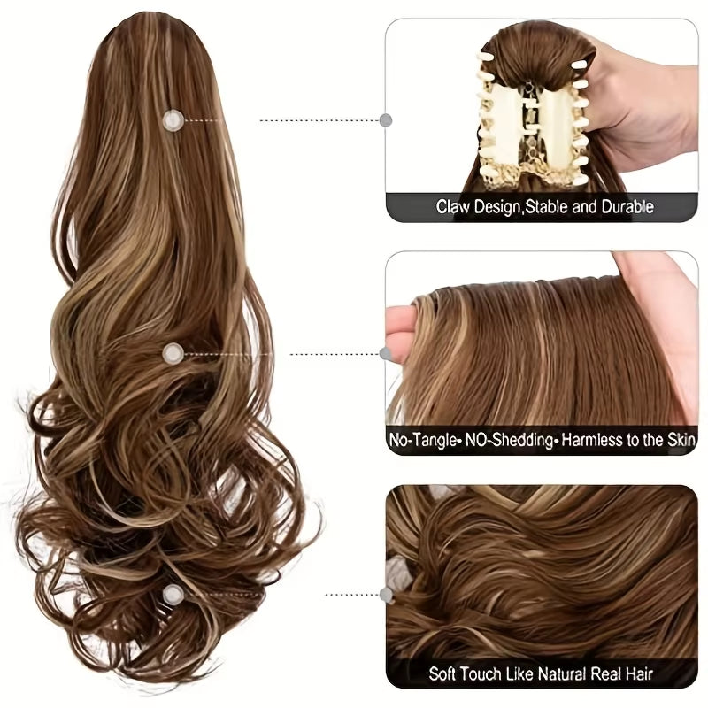 Synthetic "22"Easy-Clip Curly Ponytail Extension Transform Your Look with Instant Volume Amp Glam for Stylish Caucasian Women