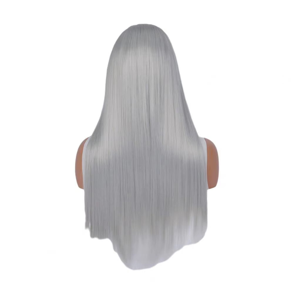Women Long Straight Synthetic Hair Middle Part Natural Silky Long Straight Wig High Temperature Fiber Cosplay Colorful Wig