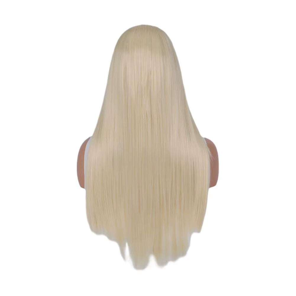 Women Long Straight Synthetic Hair Middle Part Natural Silky Long Straight Wig High Temperature Fiber Cosplay Colorful Wig