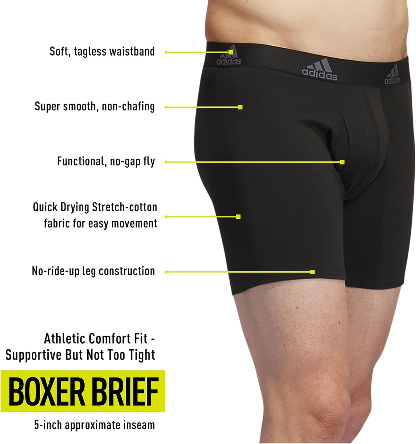 Men'S Performance Stretch Cotton Boxer Brief Underwear (3-Pack) Designed for Active Comfort and All Day Wear