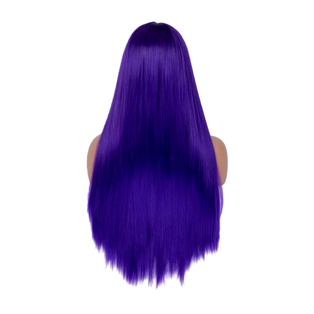 Women Long Straight Synthetic Hair Middle Part Natural Silky Long Straight Wig High Temperature Fiber Cosplay Colorful Wig