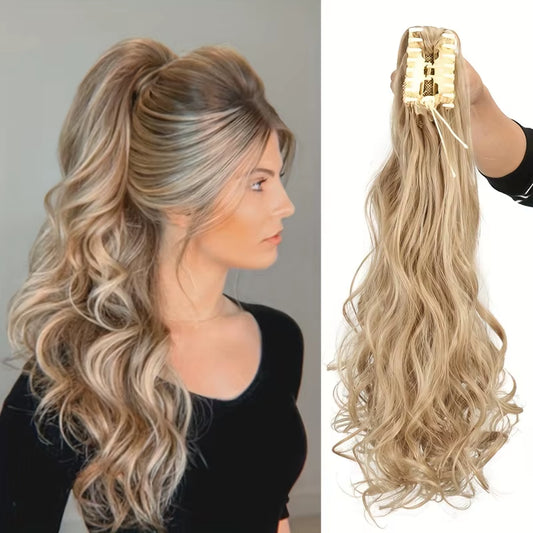 Synthetic "22"Easy-Clip Curly Ponytail Extension Transform Your Look with Instant Volume Amp Glam for Stylish Caucasian Women